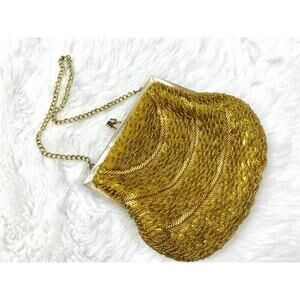 Vintage Richere Bag by Walborg Glass Beads Gold Evening Party handbag purse